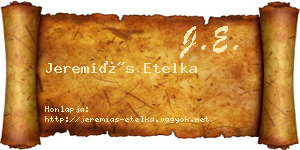 Jeremiás Etelka névjegykártya